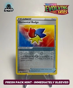 Elemental Badge 147/203 Reverse Holo Pokemon TCG Evolving Skies Card MINT - Imagen 1 de 2