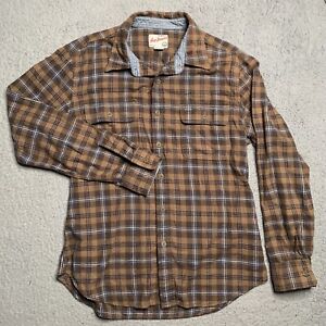 Vintage GAP Jeans Men’s Flannel Shirt Brown Size L Plaid Button Down Pen Pocket