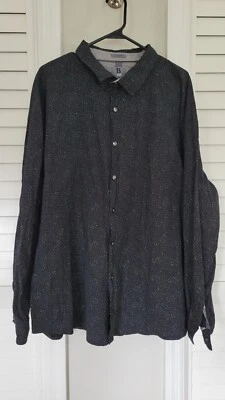 B Lux by Bruno Mens Shirt 4XL Big Black Patterned Collared Button Up - Image 1 of 4