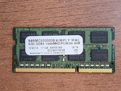 APPLE MACBOOK PRO UNIBODY A1297 2009 RAM MEMORY 1066MHZ PC8500 4GB DDR3 661-5482 - Image 1 of 2
