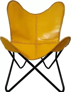 Chairs-Butterfly Relax Vintage Handstcih Leather Living Room Chair With Stand - Picture 1 of 5
