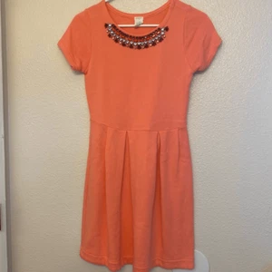 Crewcuts J Crew Girls orange cozy t Shirt Dress necklace embellishment 12 - Picture 1 of 10