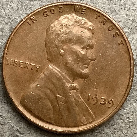 1939 p * Lincoln Wheat Cent - High Grade (reverse scrapes) ~ A716 Cover