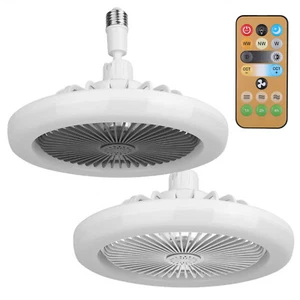 2in1 E27 Socket Ceiling Lights With Fan 30W Dimmable LED Cooling Fan Lamp+Remote - Picture 1 of 22