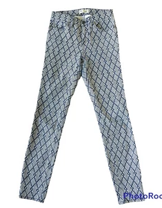 Madewell Jeans Womens 24 Blue White Geometric Pattern High Riser Skinny Pants - Picture 1 of 8