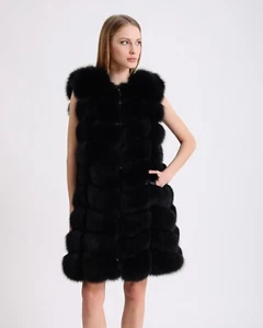 Chaleco Largo Madonna, Chaleco Zorro Negro, Chaleco Cálido y Elegante para Mujer - Imagen 1 de 8