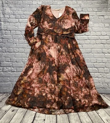 NEW Soft Surroundings Rina Silk Floral Maxi Dress Womens 14 Whimsigoth MSRP $250 - Image 1 of 4