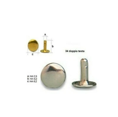 RIVETTI RIBATTINI DOPPIA TESTA IN FERRO TIPO 034 PER FISSARE VARIE FINITURE  - Immagine 1 di 4