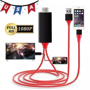 1080P HDMI Mirroring AV Cable Phone to TV HDTV For iPhone 14 13 12 11 XR 8 7 6 - Picture 1 of 8