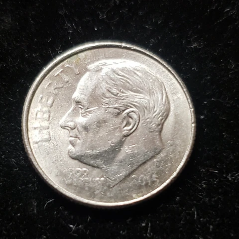 2015 P Roosevelt Dime Error Strike Through Grease Cover