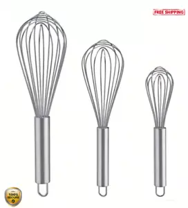 3pcs Stainless Steel Egg Beater - Small Whisk for Baking & Cooking - NEW - Picture 1 of 9