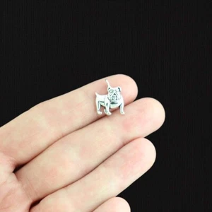 BULK 50 Dog Charms Antique Silver Tone Cute Bulldog - SC147 - Picture 1 of 2