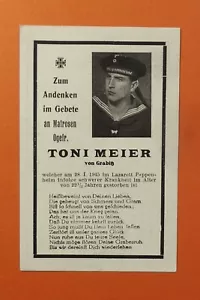 WW2 German Death Card Corporal Kriegsmarine Jan 1945 Illness Pappenheim Hospital - Picture 1 of 2
