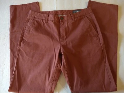 Pantalones informales de algodón calce recto Bonobos para hombre talla 33x33,5 borgoña excelente estado Foto 1 de 4