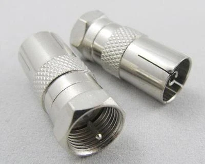 F Type Male Plug to PAL Female Jack Straight RF Coax Adapter Antenna Connector - Image 1 of 4