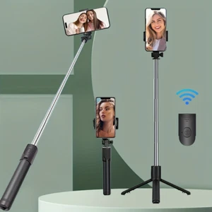 Selfie stick tripod wireless remote control phone stand, iPhone and Android use - Picture 1 of 12
