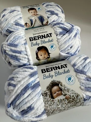 Bernat Baby Blanket Super Bulky Yarn Lot of 3~3.5oz Skeins Little Denim 03116 - Image 1 of 4