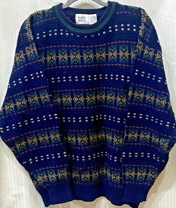 VINTAGE USA ROBERT BRUCE SWEATER MENS LARGE MULTICOLOR ABSTRACT GEOMETRIC - Picture 1 of 4