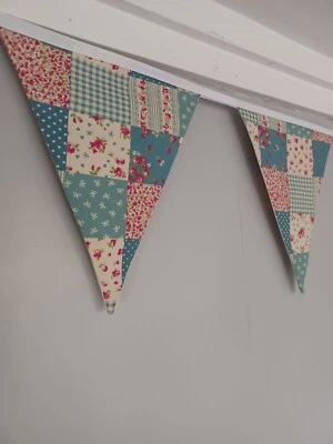 Tela floral bunting, efecto mosaico azul Foto 1 de 4