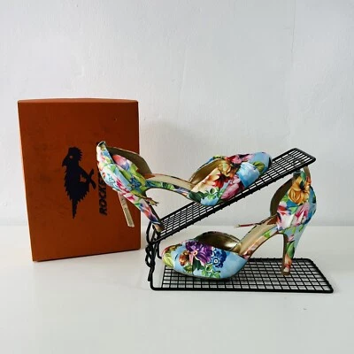 Rocket Dog Olivia Sandals Shoes UK6 Blue Floral Mix Closed Toe 3½" Heel Pretty - Image 1 of 4