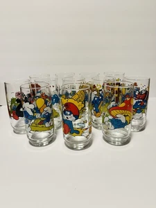 Smurfs Vintage 1982-1983 (Lot Of 11) Drinking Glasses Hardee’s Collectible EUC - Picture 1 of 9