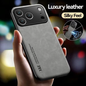 For iPhone 17 Pro Max Air 16 15 13 12 Pro Max Luxury Leather Magnetic Case Cover - Picture 1 of 30