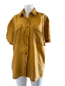 Louise Paris women’s vintage 90s golden yellow 100% silk button up blouse - Picture 1 of 4