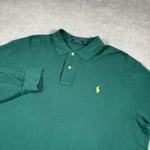Polo Ralph Lauren Poloshirt Herren XL Langarm Grün Strick Baumwolle Logo Preppy - Bild 1 von 7