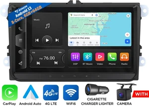 VWX6S Autoradio 9" QLED Android Auto 13 6+64 GPS Navi WiFi 4G CarPlay DSP für VW - Bild 1 von 24