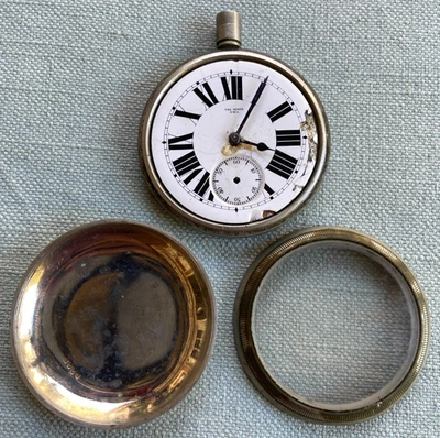 Vintage TWC Tavannes The Miner Pocket Watch Case Glass for Parts Repair 2” Round - Image 1 of 4