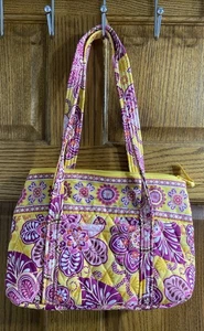 Vera Bradley Bali Gold Quilted Shoulder Bag Purse Tote Yellow & Pink Retired - Picture 1 of 7