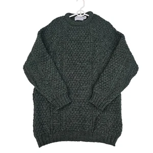 Patrick Malin Hand-Loomed Wool Sweater Pullover Green Donegal Ireland Mens Large - Picture 1 of 7