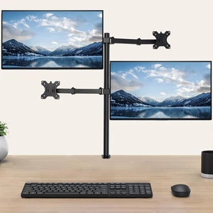 Quad Monitor Desk Mount Adjustable Clamp Stand Heavy Duty 4 Screens up to 27" - Picture 1 of 19
