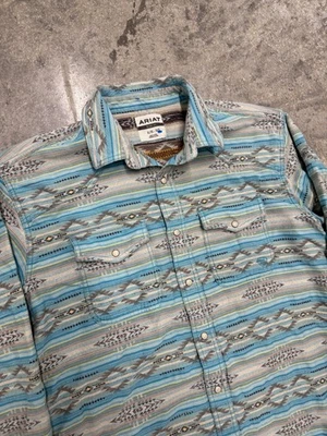 Ariat Retro Fit Aztec Print  Pearl Snap Shirt Size XL Tall - Image 1 of 4
