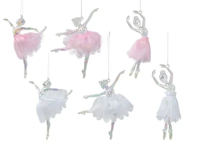 1 Christbaumschmuck Kunststoff 13cm Ballerina Figur Weihnachten  Klar Irisierend - Bild 1 von 2