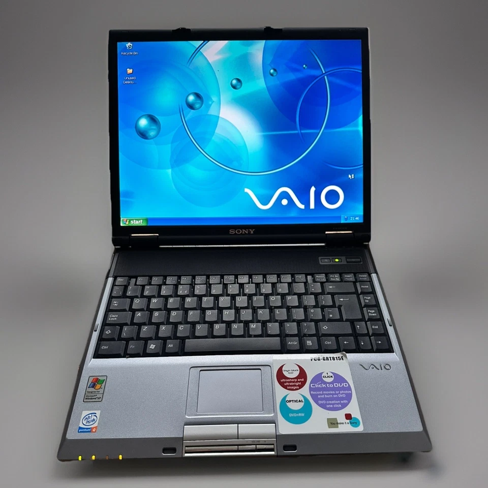 Vintage Sony Vaio Laptop 15” Model PCG-8N2M Pentium 4 512MB Ram 60GB HDD Win XP - Image 1 of 4