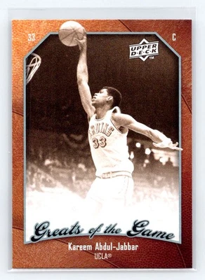 2009-10 Upper Deck Greats of the Game #65 Kareem Abdul-Jabbar UCLA Bruins Foto 1 de 2