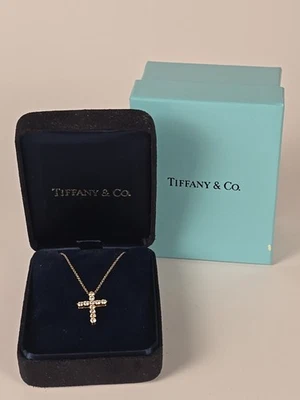 Authentic Tiffany & Co. 18k Cross Pendant with 18k 18" Chain - Image 1 of 4