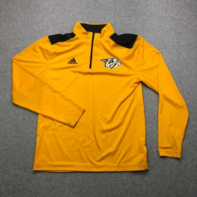 Pullover Nashville Predators Para Hombre Medio Amarillo Adidas Cuarto Cremallera Ropa Deportiva Foto 1 de 4