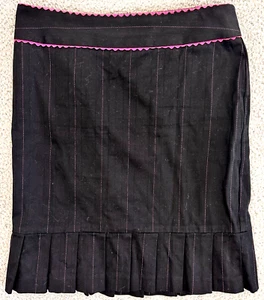 Y2K Rock Damen 6 Nadelstreifen schwarz rosa Plissee Saum Pencil Wiggle - Bild 1 von 24