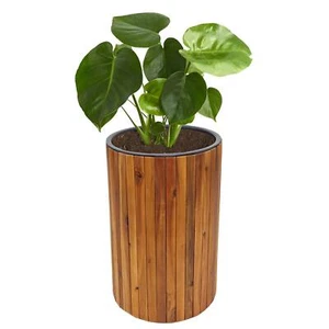 Pflanzkasten HWC-L24, Pflanzkübel Blumentopf, 50x34cm Outdoor Akazie Holz - Bild 1 von 12