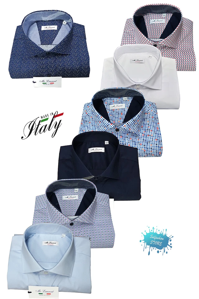 Camicia uomo collo francese semi elastica made in Italy regular fit MC LAURENT - Immagine 1 di 1