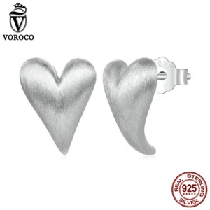 VOROCO Único Plata de Ley 925 Forma de Corazón Pendientes Joyería Mujeres Regalos - Imagen 1 de 12