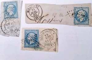 FRANCE NAPOLEON III 1862 2nd Empire 20c Blue on small piece. Refjun2024 - Picture 1 of 1