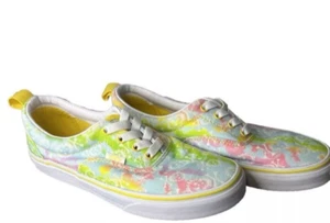 Vans Off the Wall Slip On Shoes Womens Size 5 No Tie Sneakers Tie Dye Skulls - Picture 1 of 13