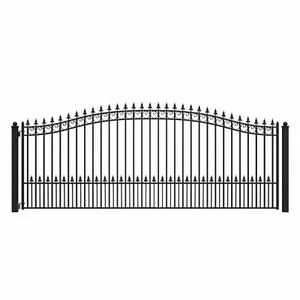 ALEKO Prague Style Garden Yard Steel Single Swing 16 ft Driveway Gate Black - Picture 1 of 15