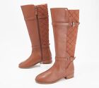 Isaac Mizrahi Live! Wide Calf Quilted Leather Boots Cognac 6/w New