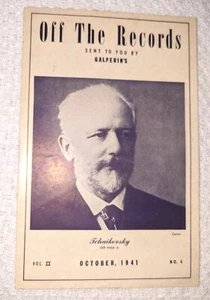 1941 Off The Records Galperins Tchaikovsky Musical Book Pamphlet Vintage - Picture 1 of 6