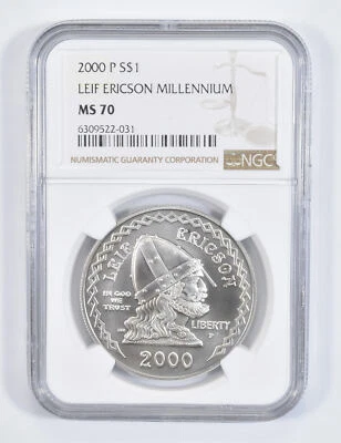 MS70 2000-P Leif Ericson Commemorative Silver Dollar NGC - Image 1 of 4