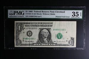 1995 $1 Dollar Bill Huge Printed Fold error PMG ERROR US PAPER MONEY ERROR